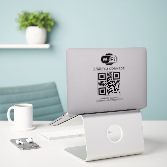 Pegatina Contraseña de Wifi | Análisis de código QR para co (Ordenado portátil  en el escritorio)
