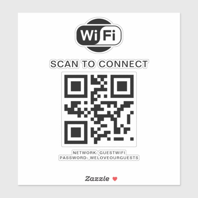 Pegatina Contraseña de Wifi | Análisis de código QR para co (Hoja)