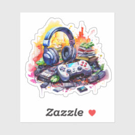 Pegatina Controlador de video, Auriculares, Libros para ado