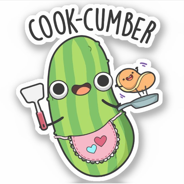 Pegatina Cook-cumber Funny Cucumber Pun (Anverso)