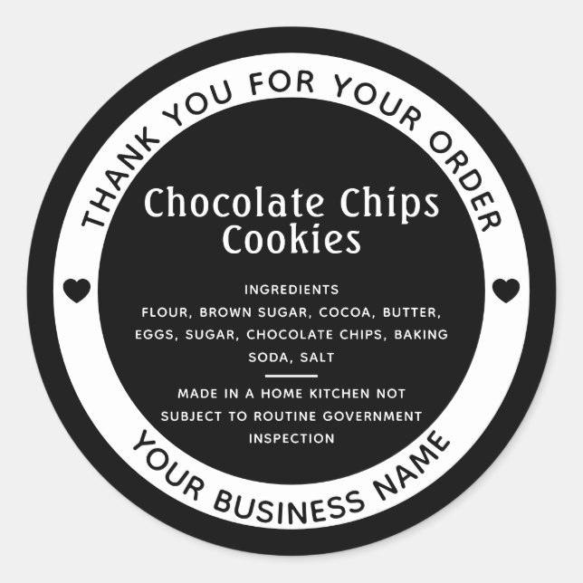 Pegatina Cookie de Ingredientes de la Ley de Cotta (Anverso)