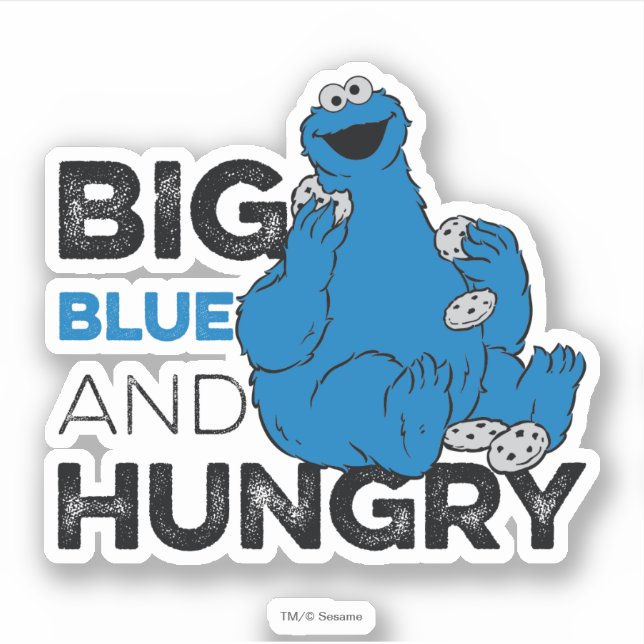 Pegatina Cookie Monster | Gran Azul y Hambre (Anverso)