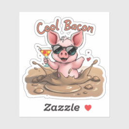 Pegatina "Cool Bacon"Piglet in Sunglasses Cut Vinyl Sticker