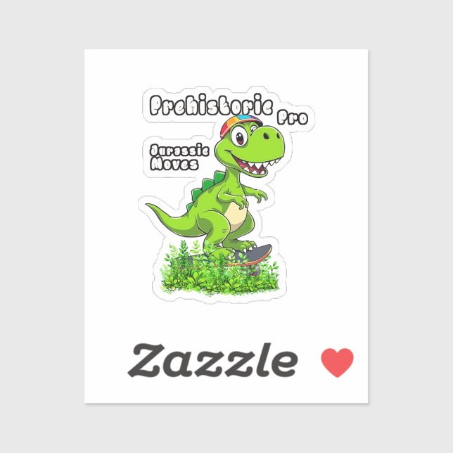 Pegatina Cool Dino on a Skateboard (Hoja)