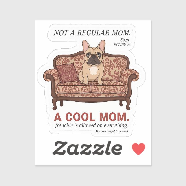 Pegatina Cool Mamá Francesa Divertida Mamá Perro Bulldog Fr (Hoja)