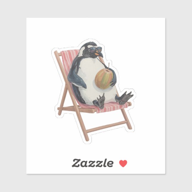 Pegatina Cool Penguin Sticker | Cute Summer Scrapbook Decal (Hoja)
