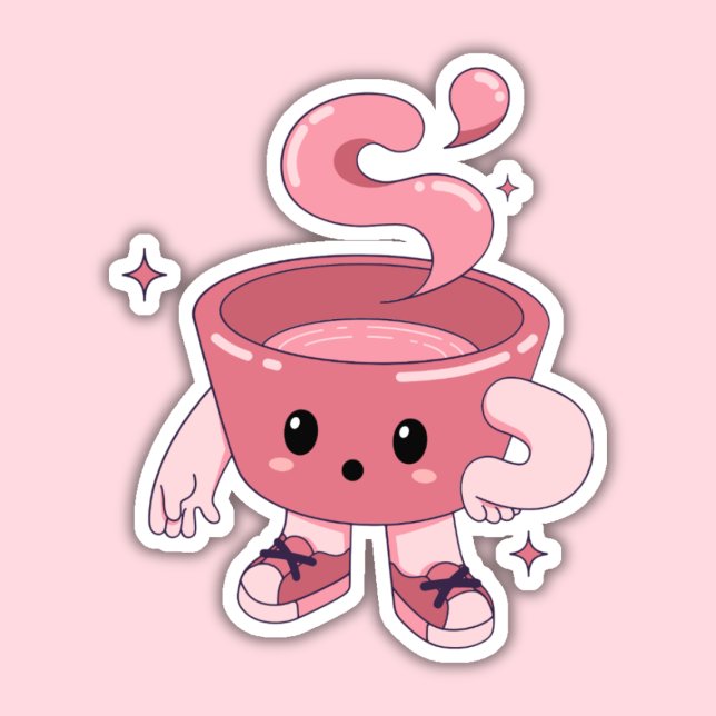 Pegatina Copa Kawaii de Café, Copa Cute de Té (Subido por el creador)