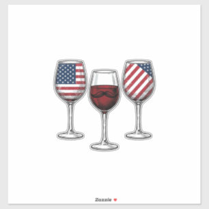 Pegatina Copas de vino patrióticas diseño de camiseta vecto