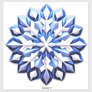 Pegatina Copo de Nieve Azul Detallado
