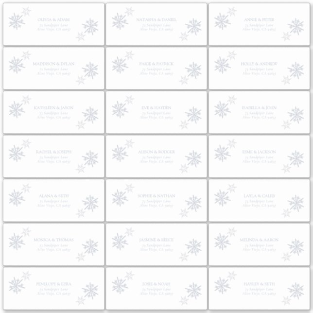 Pegatina Copo de Nieve Azul Polvoriento Invitación de Invit (Anverso)