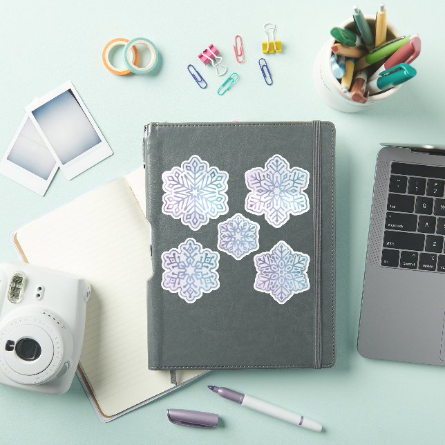 Pegatina Copos de nieve Azul y Púrpura Opalescentes (Funda para iPad)