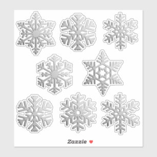 Pegatina Copos de nieve / Nieve en un acabado falso platead