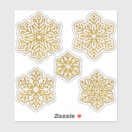 Pegatina Copos de nieve Purpurina de oro Blanco antiguo