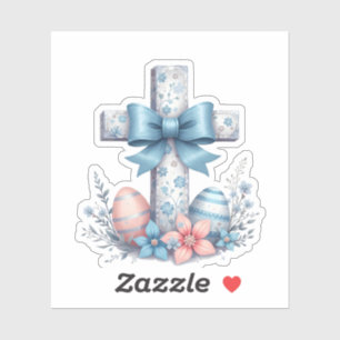 Pegatina Coqueta de la Cruz Floral Jesús Bow Religión Crist