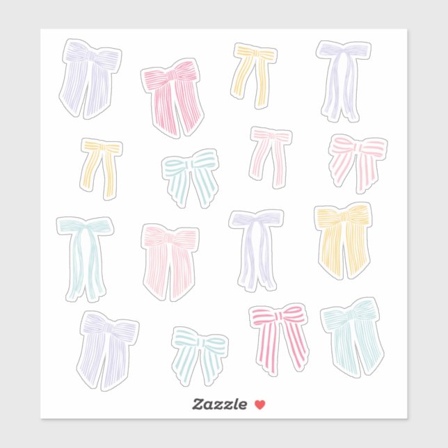 Pegatina Coqueta rayada Arcos de menta lilo amarillo rosado (Hoja)