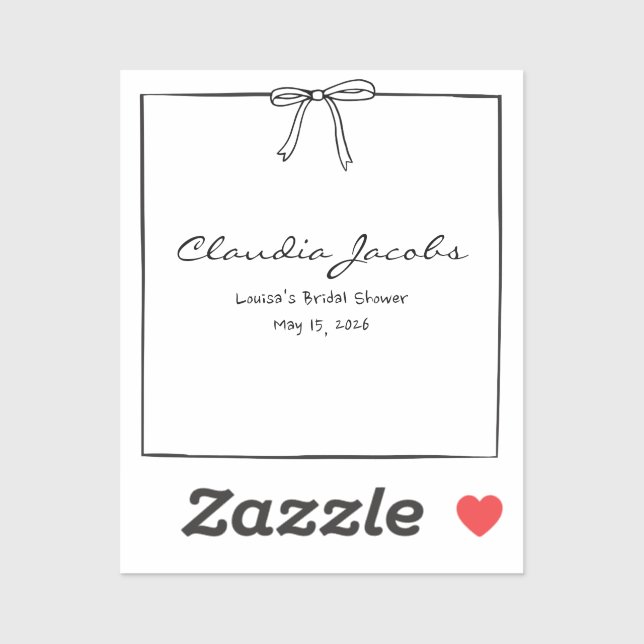 Pegatina Coquette Bow Bridal Shower Custom Name Place Card (Hoja)