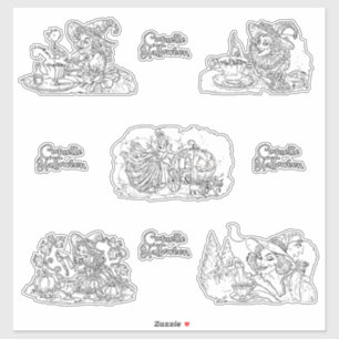 Pegatina Coquette Halloween versión en blanco y negro!