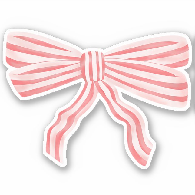 Pegatina Coquette Pink Striw Bow (Anverso)