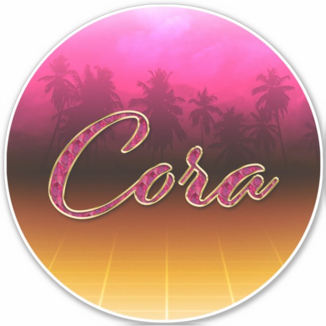 Pegatina Cora Vorname Name golden pink Aufkleber Sticker (Anverso)