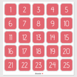 Pegatina Coral Red Customizable Square Number Stickers 