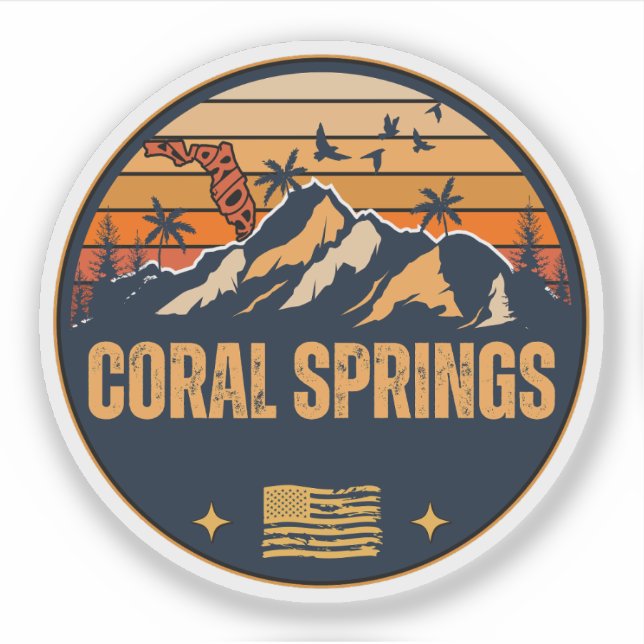 Pegatina Coral Springs, Florida  (Anverso)