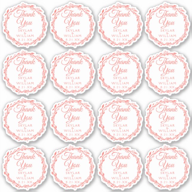 Pegatina Coral Woodsy Boda Gracias Contour Vinyl (Anverso)