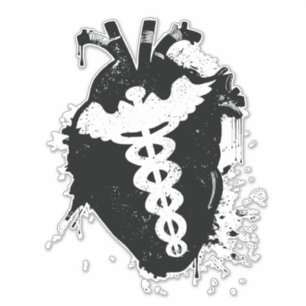 Pegatina corazón anatómico caduceus