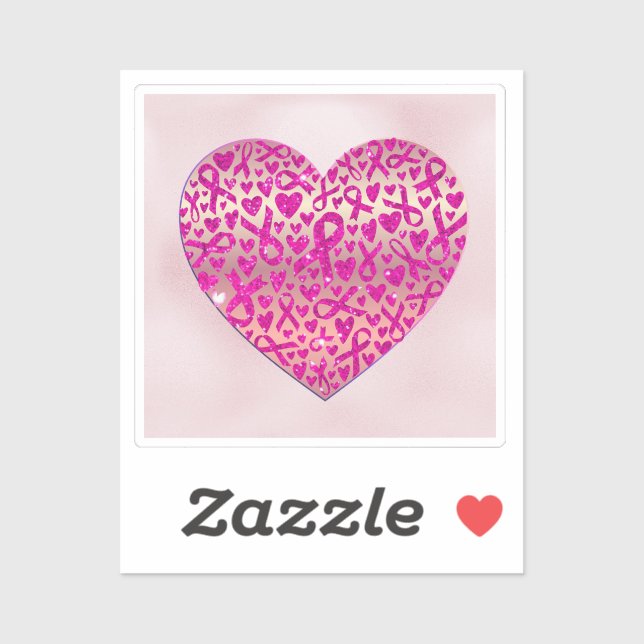 Pegatina Corazón apoyo contra el Cáncer de Mama Camiseta (Hoja)