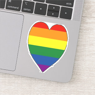 Pegatina corazón arco iris de lgbtq