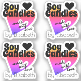 Pegatina Corazón arcoiris colorido hecho con velas de soja 