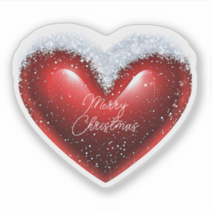 Pegatina Corazón con nieve personalizado Navidad