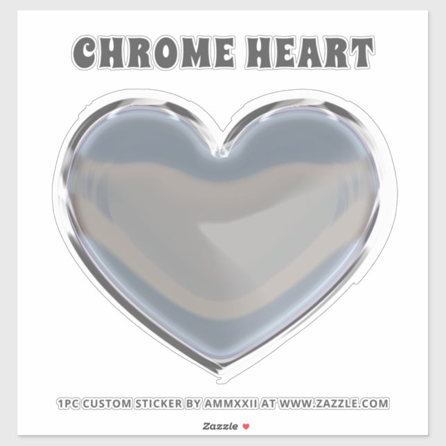 Pegatina Corazón cromado plateado (Hoja)