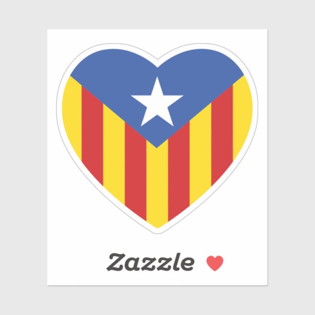 Pegatina Corazón de bandera catalana (Hoja)