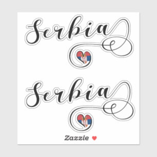 Pegatina Corazón de bandera de Serbia, República Srbija