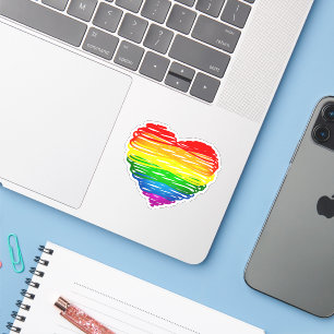 Pegatina Corazón de colores de arcoíris de SlipperyJoe gara