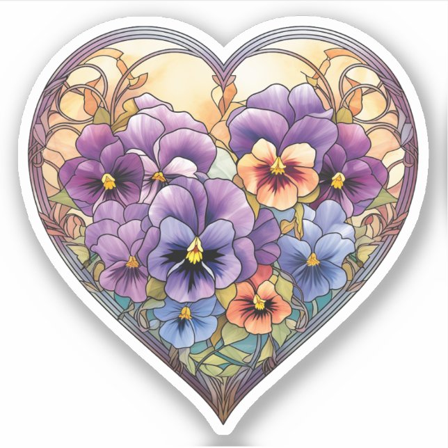 Pegatina Corazón de cristales manchados (Anverso)