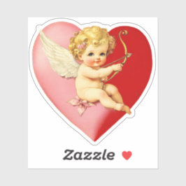 Pegatina Corazón de Cupido de San Valentín Retro Vintage
