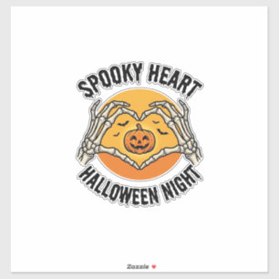 Pegatina Corazón de esqueleto Halloween diseño vintage mano