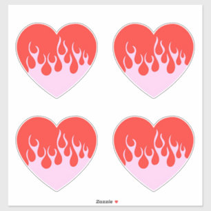 Pegatina Corazón de Fuego