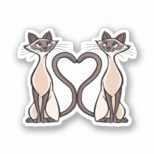 Pegatina Corazón de gatos siameses