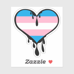 Pegatina Corazón de goteo del orgullo trans