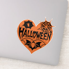 Pegatina Corazón de Halloween, corazón de forma naranja, te