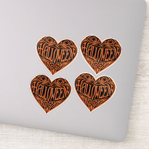 Pegatina Corazón de Halloween, Corazón Naranja, Fiesta