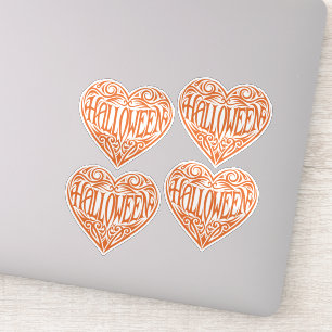 Pegatina Corazón de Halloween, Corazón Naranja, Fiesta