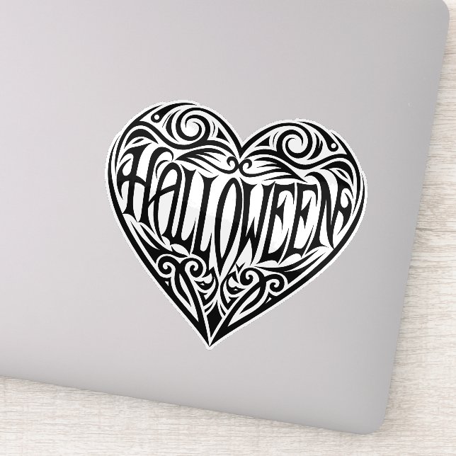 Pegatina Corazón de Halloween, Corazón Negro, Fiesta (Detalle)