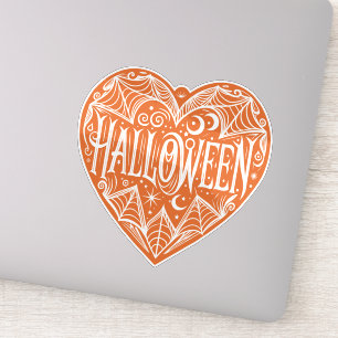 Pegatina Corazón de Halloween, forma de corazón naranja, fe