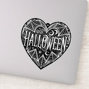 Pegatina Corazón de Halloween, forma de corazón negro, fest