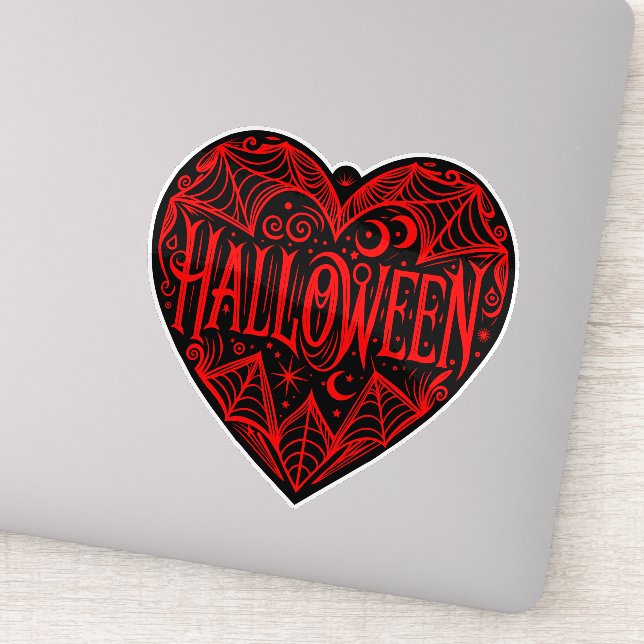 Pegatina Corazón de Halloween, forma de corazón negro, fest (Detalle)