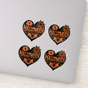 Pegatina Corazón de Halloween, forma de corazón negro, tela