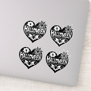 Pegatina Corazón de Halloween, forma de corazón negro, tela